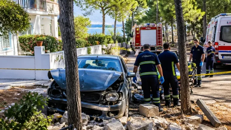 Ayvalık Şefa Çamlık'ta kontrolden çıkan otomobil evin bahçesine girdi