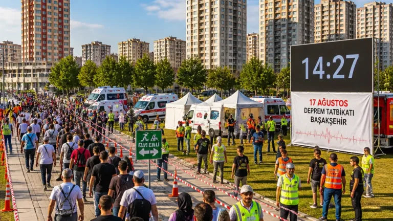 Başakşehir'de geniş çaplı deprem tatbikatı: 3 binden fazla kişi 14 dakika 27 saniyede tahliye edildi