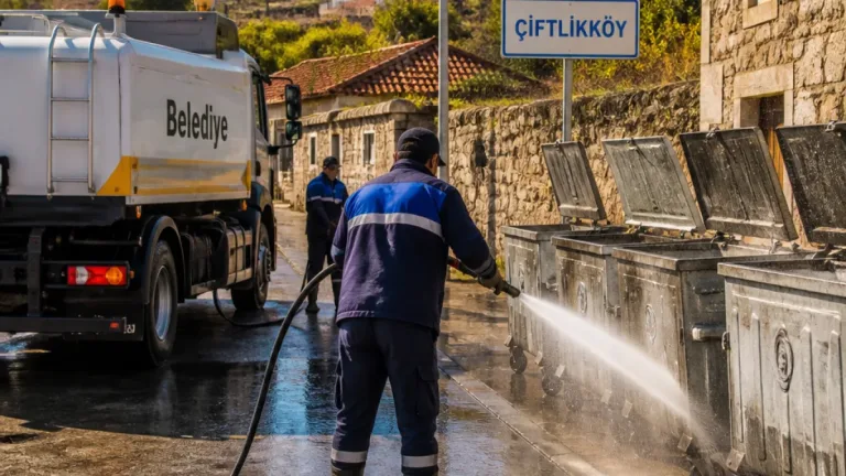 Çiftlikköy’te konteyner temizliği ve ilaçlama çalışmaları yoğunlaştı