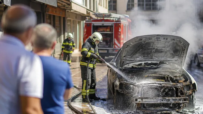 Çorlu'da Cemaliye Mahallesi'nde park halindeki otomobil motorundan alev aldı