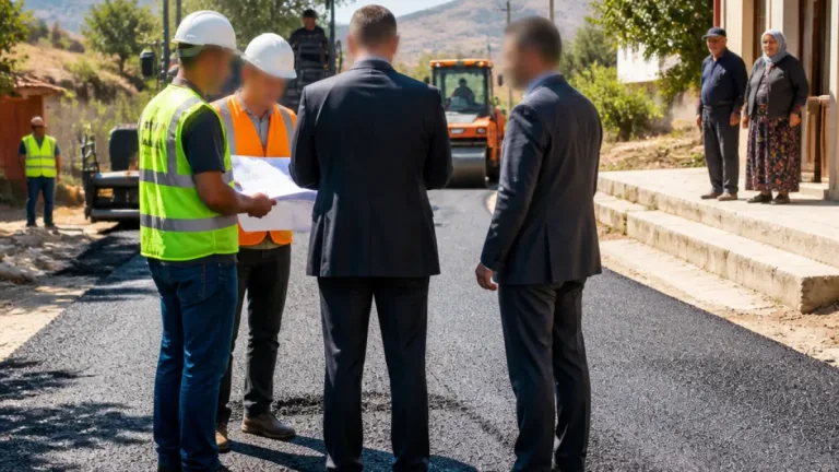 Demirözü Kaymakamı Ahat, Yakupabdal'daki asfalt çalışmalarını yerinde inceleyerek vatandaşla buluştu