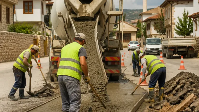 Eşme’de doğalgaz çalışmaları sonrası bozulan yollar için beton yama seferberliği