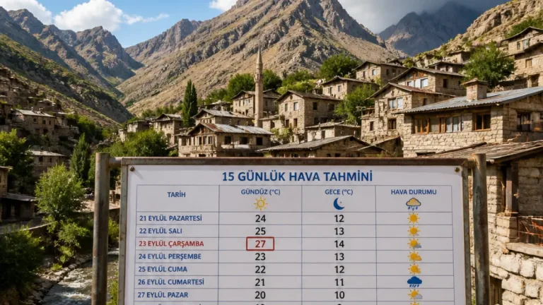 Şemdinli için 15 günlük hava tahmini: Gündüzler 27°C'ye çıkacak, Cumartesi yağış olasılığı yükseliyor