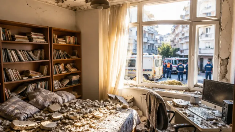 Gaziantep Nizip'te deprem sonrası bir evin tavanında kısmi çökme meydana geldi