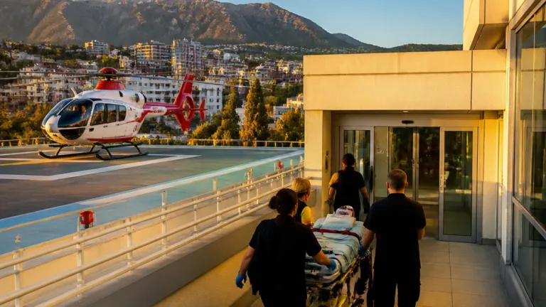Gümüşhane'ye ambulans helikopterle getirilen 86 yaşındaki hasta devlet hastanesinde tedaviye alındı