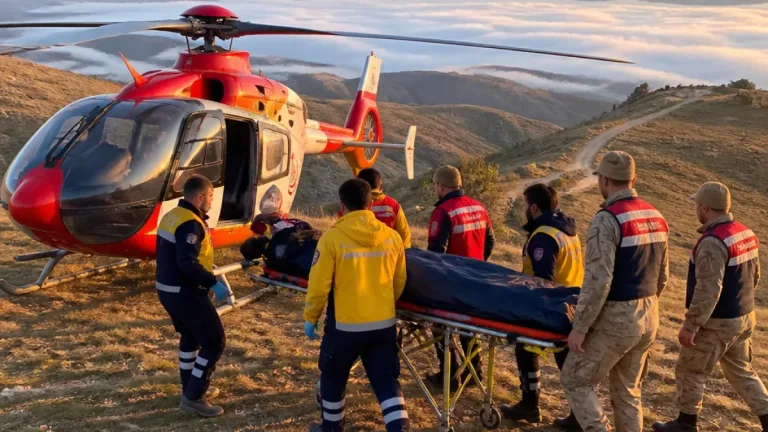 Şirvan'da kara erişimi olmayan yayladan beyin kanaması hastası hava ambulansıyla hastaneye sevk edildi
