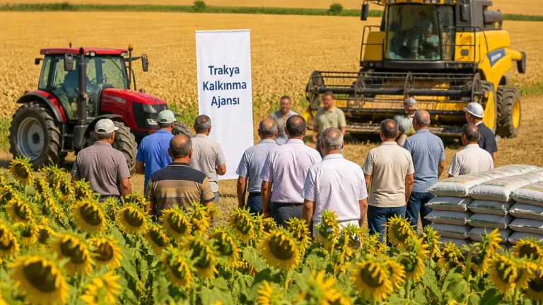 Kırklareli'nde yerli hibrit ayçiçeği tarlasından ilk hasat yapıldı