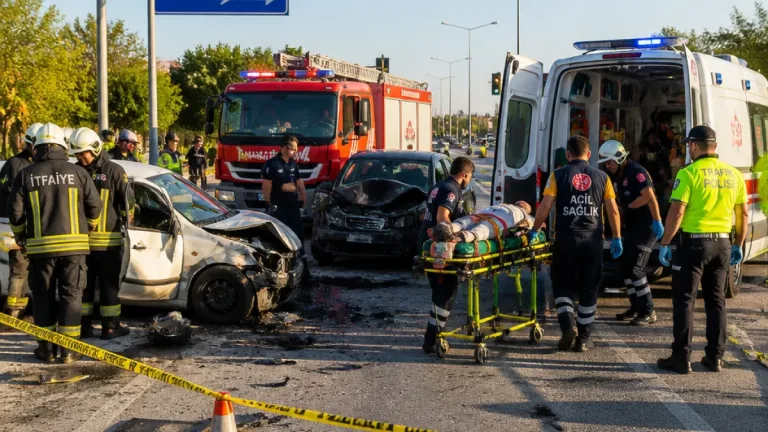 Konya Karatay'da iki otomobilin çarpışması: 3'ü ağır 4 yaralı