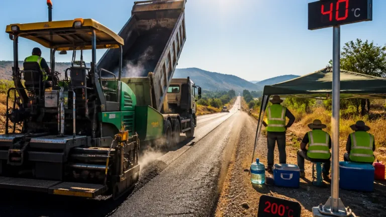 Kozan'da asfalt çalışması kavurucu sıcakta 22 kilometrelik mesaiyle sürüyor