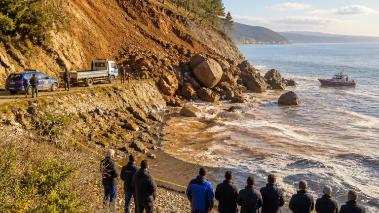 Mudanya Tirilye Çamlık Tepesi'nde denize kayan toprak paniğe yol açtı