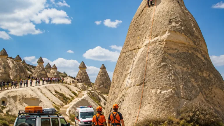 Nevşehir Avanos'ta peribacasında mahsur kalan turist AFAD tarafından kurtarıldı