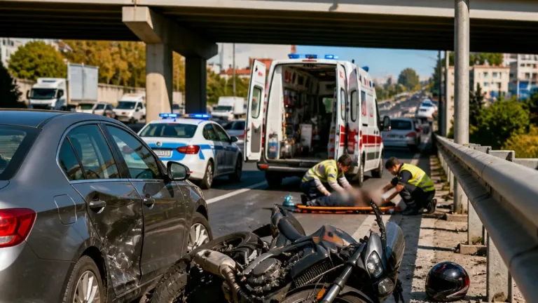 Pendik D-100'de emniyet şeridindeki motosiklete arkadan çarpma: Sürücü yaralandı