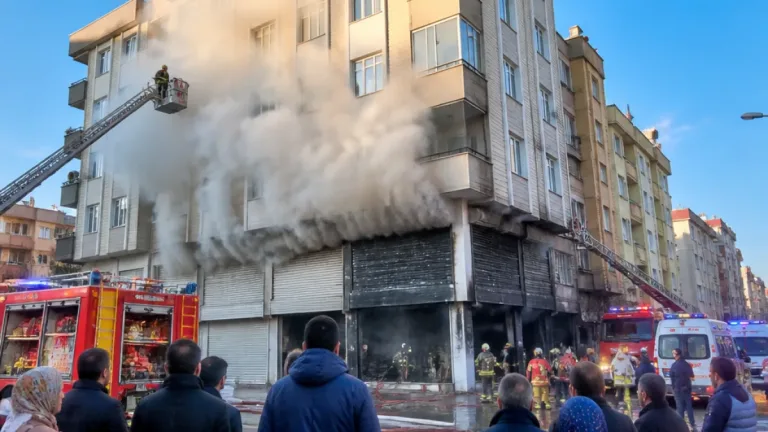 Pendik’te 8 katlı binanın girişindeki ambalaj dükkanı yandı