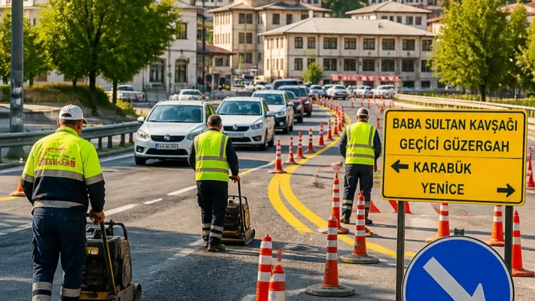 Safranbolu’da Baba Sultan Kavşağı’nda 30 günlük çalışma: Ulaşım geçici güzergâhlara yönlendirildi