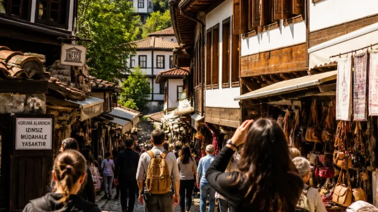 Safranbolu'da hafta sonu hareketliliği: Tarihi sokaklar fotoğraf meraklılarıyla doldu