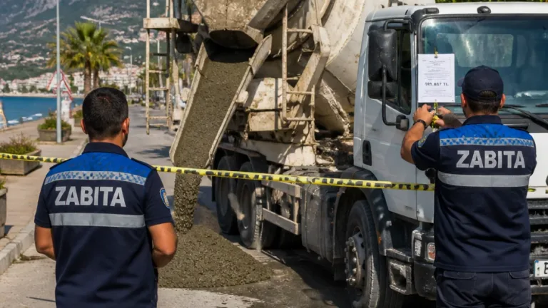 Samandağ'da yola beton döken mikser sürücüsüne 191 bin 867 TL ceza