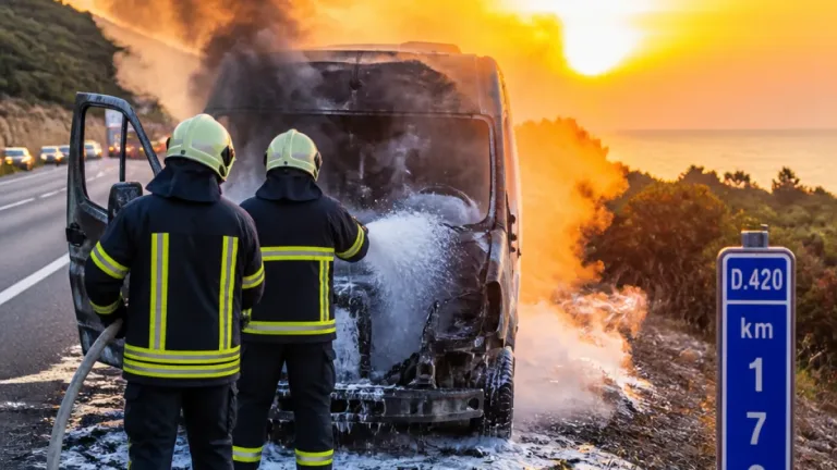 Samandağ Sutaşı Mevkiinde Seyir Halindeki Ticari Araç Motorunda Yangın Çıktı