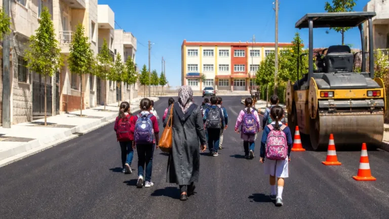 Siverek Bağlar Mahallesi'nde okul yollarına sathi kaplama ile ulaşım rahatlıyor