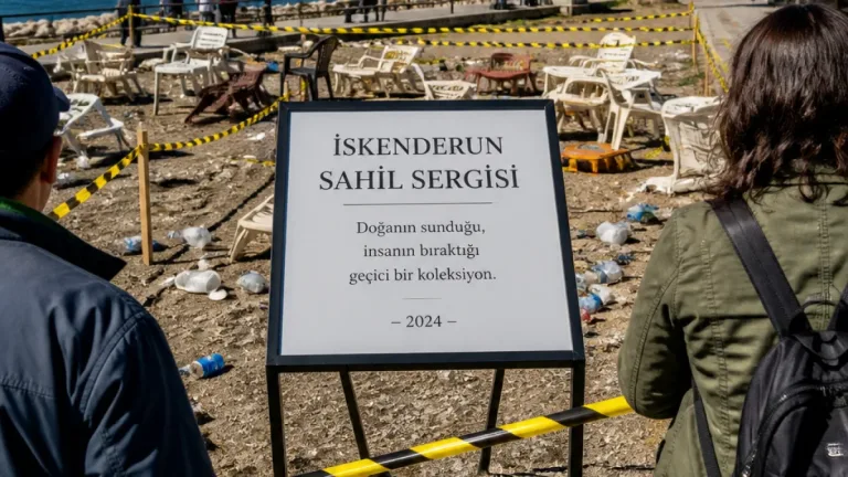 İskenderun sahilinde ‘sergilenen çöp’: Belediye farkındalık için kirli oturma grubunu sanat eseri ilan etti