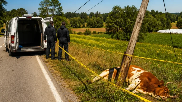 Terme Beşikli'de yol kıyısındaki direğe temas eden inek elektrik akımına kapılarak yaşamını yitirdi