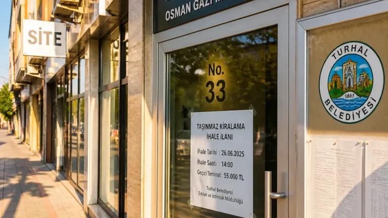 Turhal Belediyesi iş hanındaki 33 numaralı büroyu 3 yıllığına kiraya veriyor