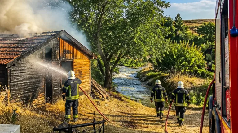 Yahşihan Yenişehir'de bahçe evi yangını itfaiyenin müdahalesiyle söndürüldü