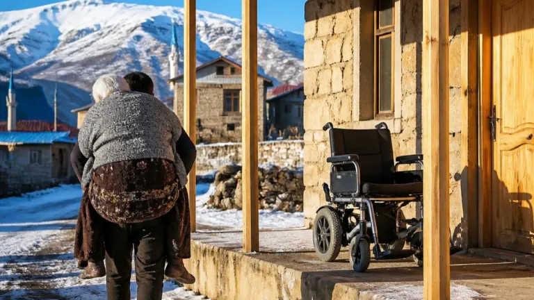 Yüksekova Karlı köyünde oğulun fedakârlığı: Annesi için akülü sandalye bekliyor