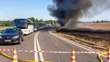 Пожежа на трасі Черкаси–Канів біля Софіївки: рух перекрито, офіційних попереджень немає