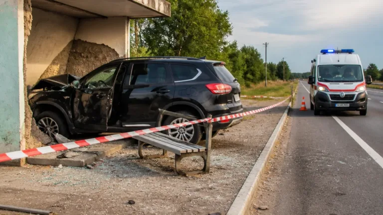 На трасі Київ—Чоп у Коростенському районі Kia в’їхало в зупинку, четверо травмованих