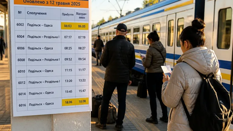 У Подільську змінюють розклад: електрички до Одеси прибуватимуть і вирушатимуть раніше