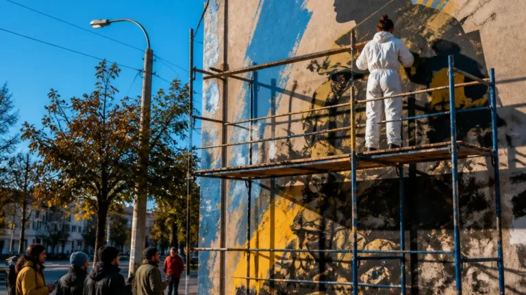 В Умані створюють мурал із портретом Євгена Коновальця на вулиці Небесної Сотні
