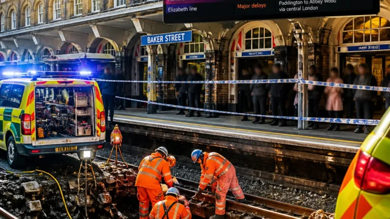 Fatality and collapsed drain trigger severe disruption across London Underground and Elizabeth line