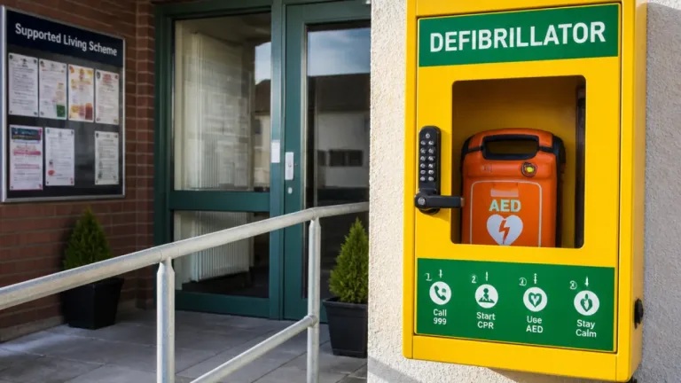 Life‑saving defibrillators installed at APEX supported living schemes in Omagh and across the North