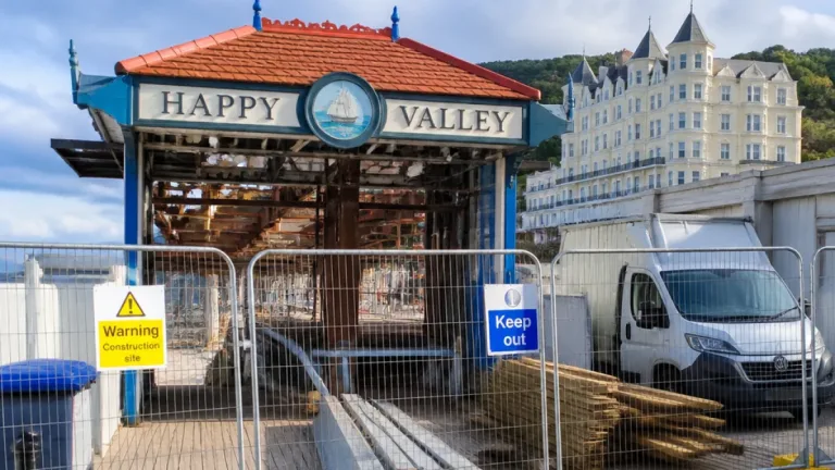 Llandudno pier gateway work continues as Happy Valley entrance remains fenced off