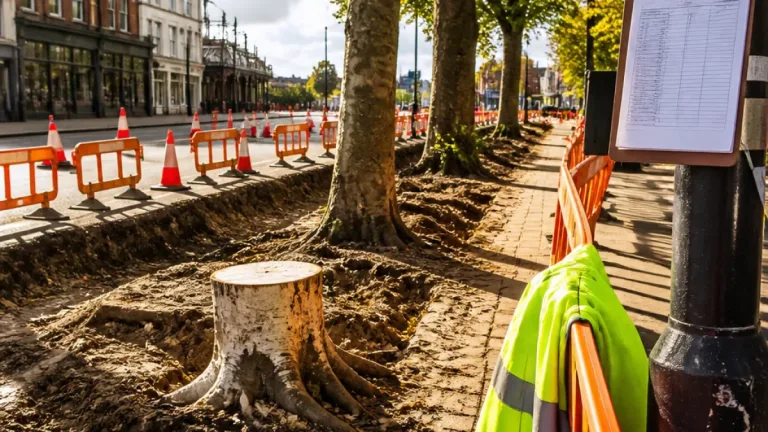 Northampton active travel work halted after concerns over damage to mature trees