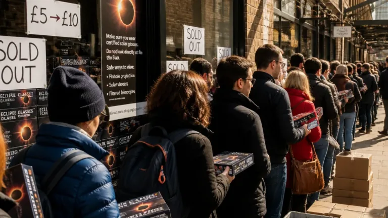 Queues for eclipse glasses snake across London as supplies sell out