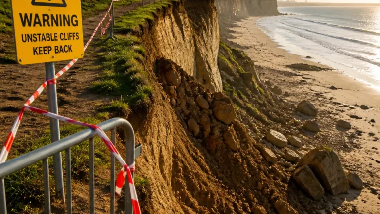Redcar council warns visitors after major landslide at Hunt Cliff near Saltburn