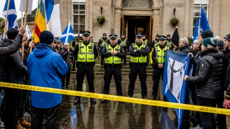Tense scenes as anti-immigration rally and counter-demonstration face off in Aberdeen