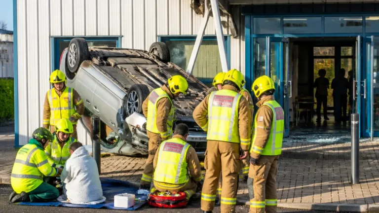 Vehicle overturns and hits youth centre in Chatham — no serious injuries