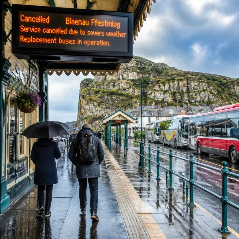 Severe weather halts Llandudno–Blaenau Ffestiniog rail services; replacement buses in place