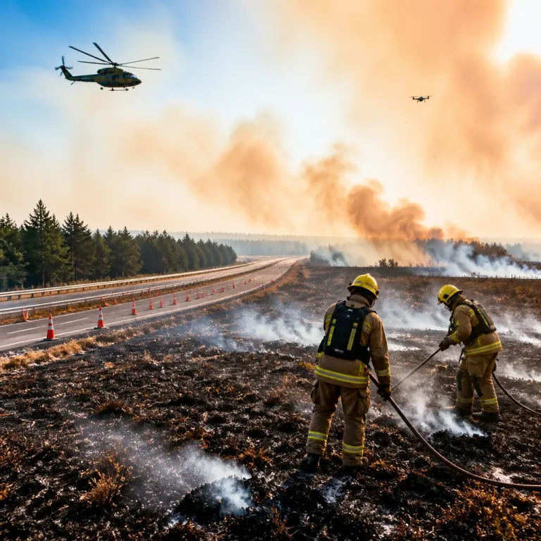 Large New Forest wildfire continues to burn as UK edges towards hottest summer on record