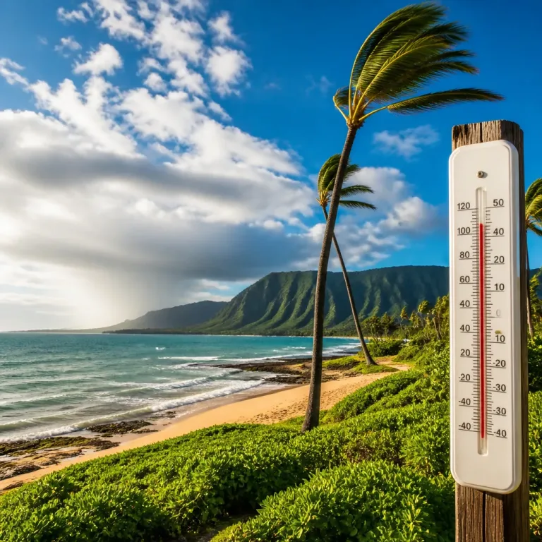 Mostly dry and breezy across Kaua‘i with isolated showers; coastal highs near 90°F