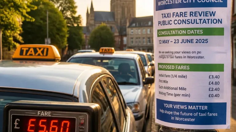 Worcester council proposes new taxi fares including £5.60 daytime first‑mile charge