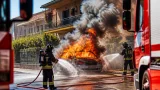 Auto va a fuoco a Fagnano Olona: vigili del fuoco domano le fiamme, nessun ferito