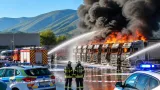 Incendio in un piazzale di trasporti a Montorio al Vomano: diversi mezzi distrutti e un ferito
