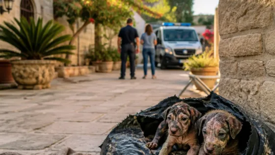 Due cuccioli salvati dopo essere stati abbandonati in un sacco: indagini e appello dell’amministrazione