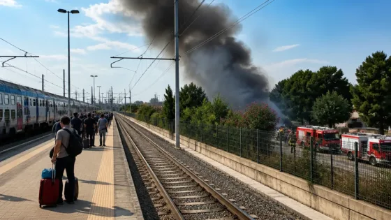 Incendio lungo la Pescara-Bari: circolazione sospesa e treni fermi, disagi per i pendolari