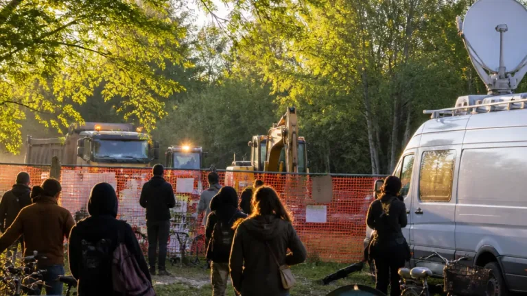 A Reggio Emilia inizia il cantiere per il Bosco Ospizio: presidio ferma temporaneamente le ruspe
