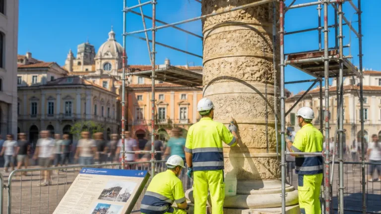 A Rimini parte il restauro della Colonna di Giulio Cesare: tre settimane di lavori in piazza Tre Martiri