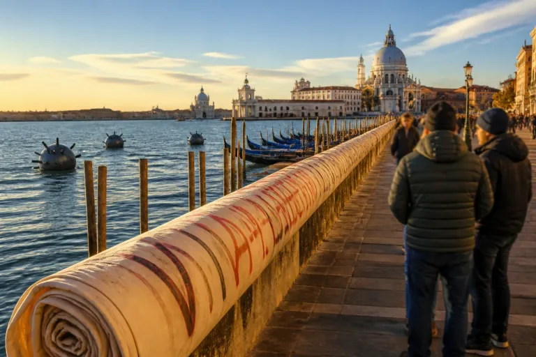 A Venezia uno striscione di 117 metri contro l'arrivo dell'ambasciatore Usa
